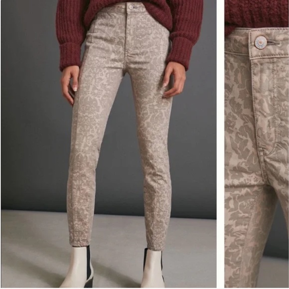 NWOT Anthropologie Pilcro Flocked High-Rise Denim Leggings Size 27 - Picture 1 of 14